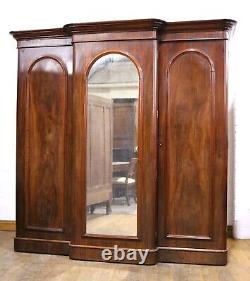 Antique Large Victorian mahogany breakfront combination triple door wardrobe