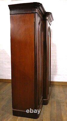 Antique Large Victorian mahogany breakfront combination triple door wardrobe