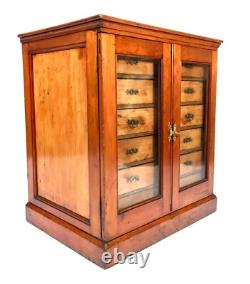 Antique Victorian Large Filing Collectors Cabinet Chest of Drawers Glazed Door