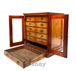 Antique Victorian Large Filing Collectors Cabinet Chest of Drawers Glazed Door