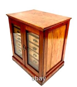 Antique Victorian Large Filing Collectors Cabinet Chest of Drawers Glazed Door
