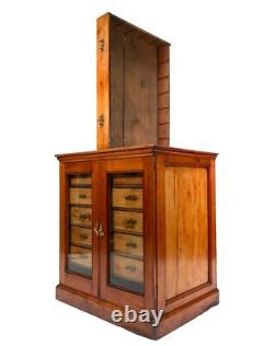 Antique Victorian Large Filing Collectors Cabinet Chest of Drawers Glazed Door