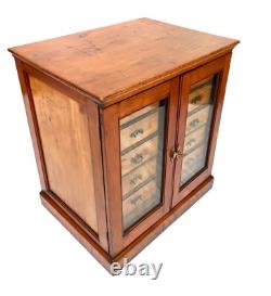 Antique Victorian Large Filing Collectors Cabinet Chest of Drawers Glazed Door