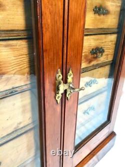 Antique Victorian Large Filing Collectors Cabinet Chest of Drawers Glazed Door