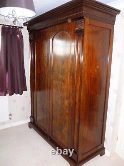Antique Victorian large mahogany double door wardrobe good condition