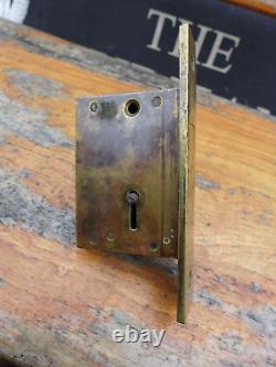 Antique Vintage Large Brass Drawer Lock One Key Working Order Project Ta-15