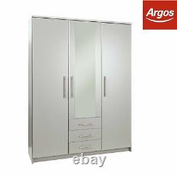 Argos Home Normandy Large 3 Door 3 Drawer Mirror Wardrobe Grey