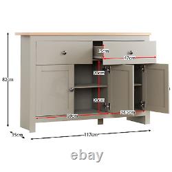 Arlington Sideboard 2 Drawer 3 Door Large MDF Cupboard Cabinet Furniture Grey