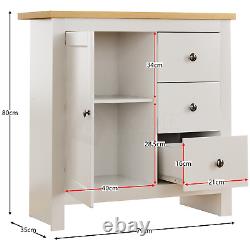 Arlington Sideboard 3 Drawer 1 Door Large MDF Cupboard Cabinet Furniture White