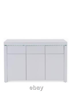 Atlantic Large Gloss Sideboard with LED Light White Modern and Stylish Storage