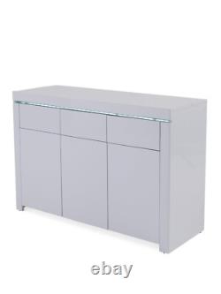 Atlantic Large Gloss Sideboard with LED Light White Modern and Stylish Storage
