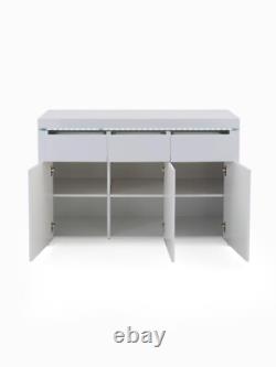 Atlantic Large Gloss Sideboard with LED Light White Modern and Stylish Storage