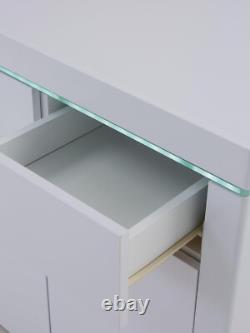 Atlantic Large Gloss Sideboard with LED Light White Modern and Stylish Storage