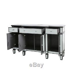 Aurora Boutique Grey Mirrored Sideboard with 4 Doors & 4 Drawers wi MRF325-00-GY
