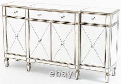 Aversa Mirrored Champagne Trim Large Sideboard 3 Doors