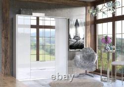 Balmain White High Gloss 4 Door 2 Drawer Large Mirrored Bedroom Wardrobe
