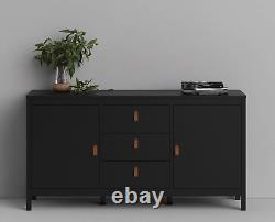 Barcelona Large Wide Sideboard Buffet Unit with 2 Doors + 3 Drawers In Black