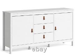 Barcelona Large Wide Sideboard Buffet Unit with 2 Doors + 3 Drawers In White
