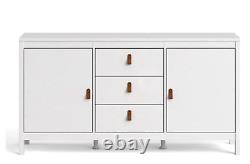 Barcelona Large Wide Sideboard Buffet Unit with 2 Doors + 3 Drawers In White