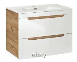 Bathroom Furniture Set White Gloss Oak Wall Unit 800 Vanity Sink Cabinet Aruba