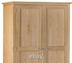 Bergen Light Oak Large 2 Door 1 Drawer Wardrobe / Scandinavian Style Retro