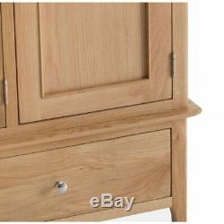 Bergen Oak Furniture Scandinavian Style Large Bedroom Wardrobe 2 Door 1 Drawer