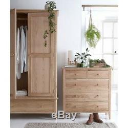 Bergen Oak Furniture Scandinavian Style Large Bedroom Wardrobe 2 Door 1 Drawer