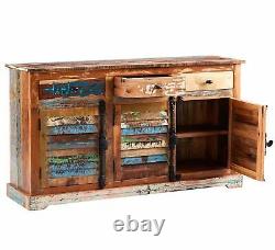 Beverly Large 3 Door 3 Drawer Sideboard Storage Display Cabinet Rustic Wood