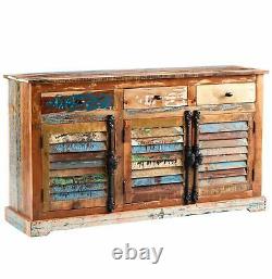 Beverly Large 3 Door 3 Drawer Sideboard Storage Display Cabinet Rustic Wood