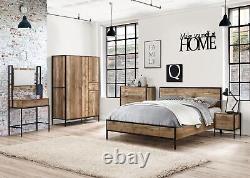 Birlea Urban Industrial Chic 4 Door Large Wardrobe with Drawer Wood Metal