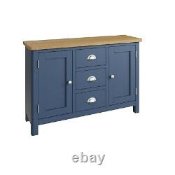 Blue Large Sideboard / Dovedale Painted Oak Wood Cupboard / Cabinet Doors Drawer