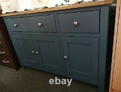 Blue Large Wooden Sideboard 3 Doors 2 Drawers