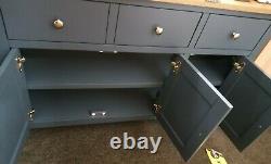 Blue Large Wooden Sideboard 3 Doors 2 Drawers