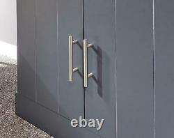 Blue Slate Large Sideboard 3 Door 2 Drawer Storage Metal Cup Handles Oak Top