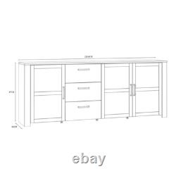 Bohol Large Sideboard 3 Door 3 Drawer in Riviera Oak/Navy