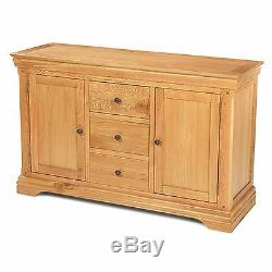 Bordeaux solid oak furniture large two door three drawer sideboard