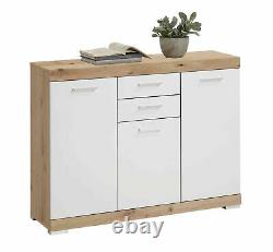 Bristol' Large Rustic Oak & White 3 Door Sideboard Cabinet with Drawers