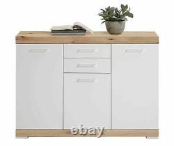 Bristol' Large Rustic Oak & White 3 Door Sideboard Cabinet with Drawers