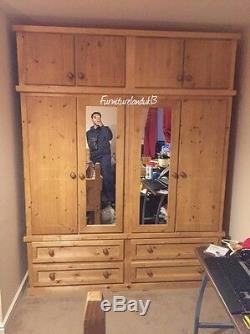 Buckingham Handwaxed 4 Door 4 Drawer Ex Large Wardrobe With Topbox & 2 Mirrors