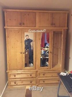 Buckingham Handwaxed 4 Door 4 Drawer Ex Large Wardrobe With Topbox & 2 Mirrors