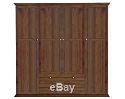 Canterbury 4 Door 2 Drawer Large And Tall Wardrobe Oak & Walnut Effect