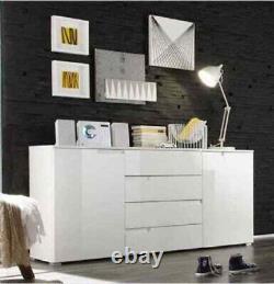 Cellini White High Gloss Large Wide Modern Sideboard Storage Unit With Drawers