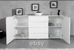 Cellini White High Gloss Large Wide Modern Sideboard Storage Unit With Drawers