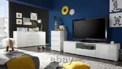 Cellini White High Gloss Large Wide Modern Sideboard Storage Unit With Drawers