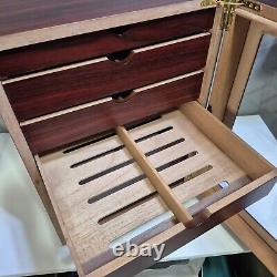 Cherrywood Lucky Large 7 Drawer Humidor cabinet Clear Door Cherry Finish VGC