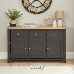 Cheshire Black Painted Oak Large 3 Drawer 3 Door Sideboard