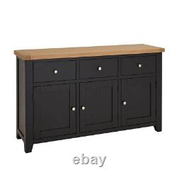 Cheshire Black Painted Oak Large 3 Drawer 3 Door Sideboard