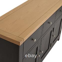 Cheshire Black Painted Oak Large 3 Drawer 3 Door Sideboard