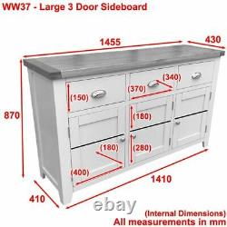 Cheshire Cream Painted Large 3 Drawer 3 Door Sideboard -EX-DISPLAY-WW37-F257