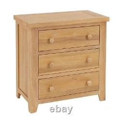 Cheshire Limed Oak 3 Drawer Compact Chest-Large Bedside Lamp Table Storage -LR08